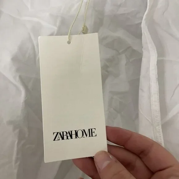 Zara Home Womens Cotton Robe Medium M Tie Waist Lace trim Classic 8148/434 NWT - Picture 4 of 11